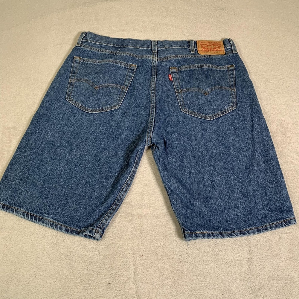 Levis 505 Shorts Mens 38 Blue Denim Bermuda 11" Inseam Casual Medium Wash Y2K